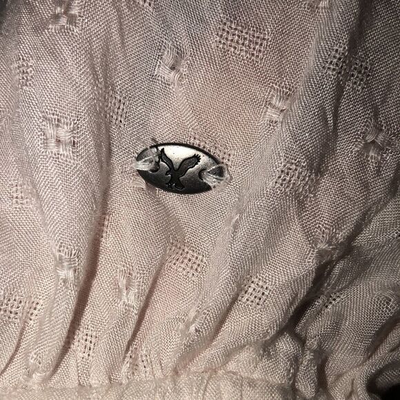 AE L Lace Halter Ruffled Crop Top Beaded Tassels - Picture 5 of 12